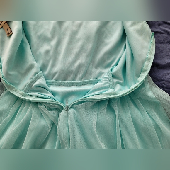 Pretty Aqua Prom Dress. Above the Knee, Nicely Detailed Bodice.Sz16 (runs small) - Picture 2 of 16